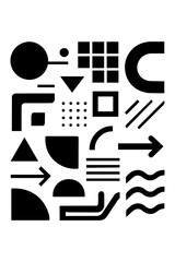 Abstract geometric shapes and patterns in black and white