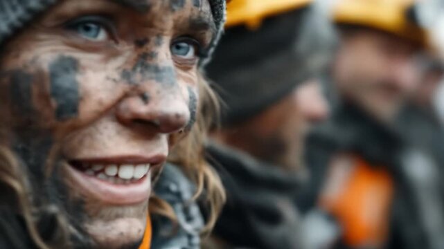 Woman with mud on face