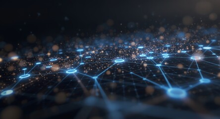 3D Render of Digital Network, Connection Points, Technology Background