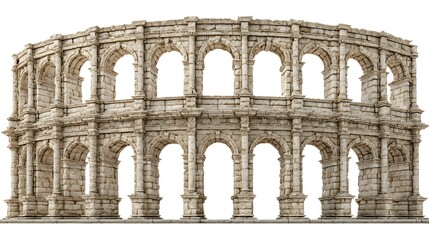 Obraz premium Elaborate structure showcasing a series of arched openings constructed from weathered stone, exhibiting textured surfaces and a neutral color palette, conveying a sense of historical architecture