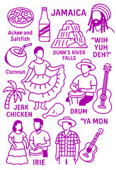 Jamaica Travel and Culture Doodle Set 
