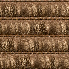 Fototapeta premium Seamless 4k photo texture material of ribbed bronze colored leather armor surface with seams.