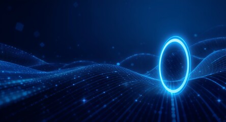 Abstract Digital Portal in Blue Tones, Futuristic Data Visualization Backdrop