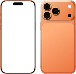 Front and BackFront View of orange  Smartphone mockup