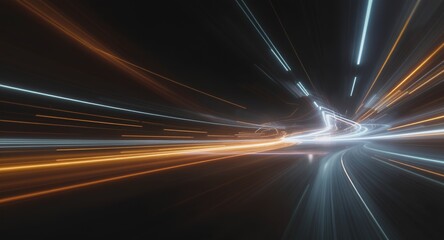 Abstract light trails with speed and motion blur