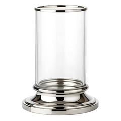 Clear Glass Cylinder Candle Holder with Polished Silver Base transparent