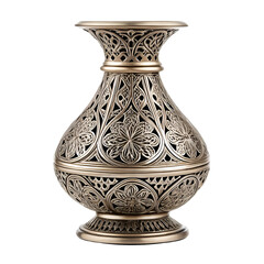 Decorative Brass Vase with Openwork Floral and Geometric Pattern ornate intricate