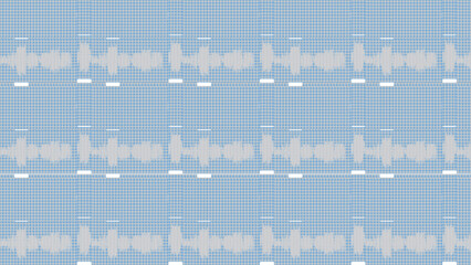 Seamless pattern of sound wave on blue background with white elements