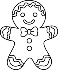 Cartoon Line Art Gingerbread Man Outline Illustration