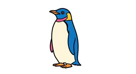 Cartoon penguin illustration on white background for educational and design uses