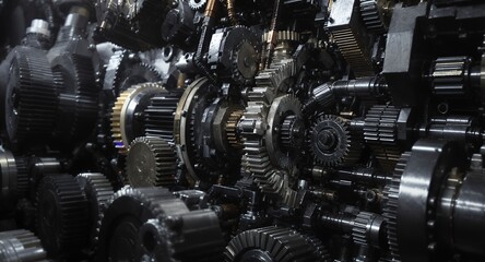 Fototapeta premium Complex Arrangement of Gears and Mechanical Components