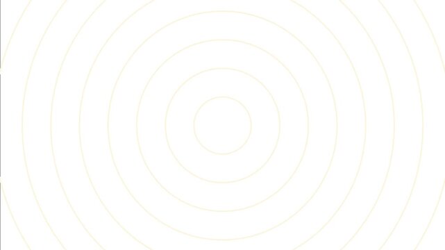 Looping circles like a kaleidoscope. Light yellow outlined circles on white background. Infinitely repeating and expanding a mesmerizing visual with concentric rings. 4K Motion Graphics.