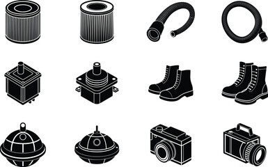 Diver elements isolated on white background