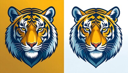 Tiger head graphic design, two color variations