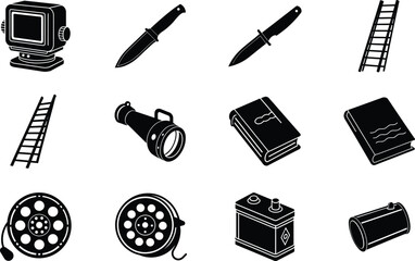 Diver elements isolated on white background