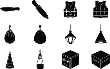 Diver elements isolated on white background