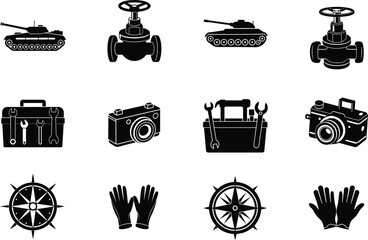 Diver elements isolated on white background