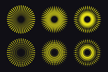 set of Sunburst and starbrust icon. retro and abstract sunburst icon set. sun icon set, Sunrise Icon, vector illustration.