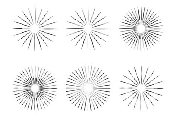 set of Sunburst and starbrust icon. retro and abstract sunburst icon set. sun icon set, Sunrise Icon, vector illustration.