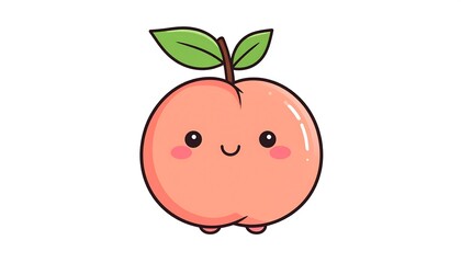 Adorable Cartoon Peach with a Smiling Face and Cute Expression