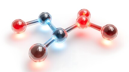 Fototapeta premium Illuminated molecular structure illustration showcases interconnected spheres and tubes, highlighting a conceptual depiction of scientific composition, abstract concepts, with glowing vibrant red 