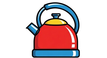 Obraz premium Red kettle illustration on white background for kitchen design