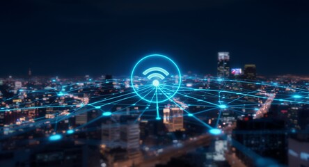 Wireless Internet Connection Over Urban Landscape