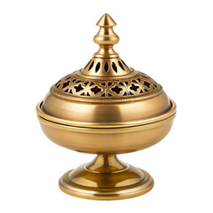 Ornate Brass Incense Burner with Intricate Lid and Base censer oud burner
