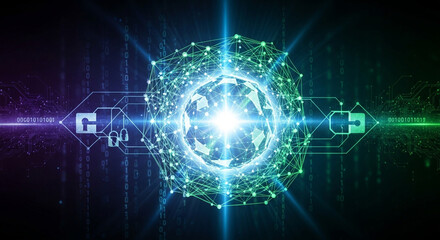Cybersecurity technology digital data network protection and global internet security concept design
