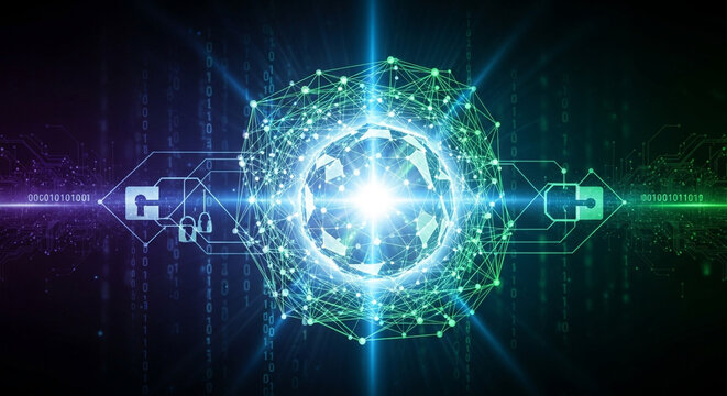 Cybersecurity technology digital data network protection and global internet security concept design