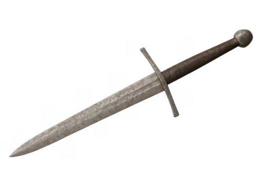 Medieval short sword weapon with transparent background