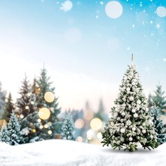 Snowy Christmas tree in a winter wonderland