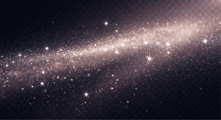 Fototapeta premium A mesmerizing view of a cosmic river, its luminescent glitter dances across the vast darkness. This artwork is full of cosmic shimmer and magical stardust. vector illustration