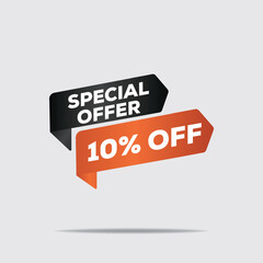 3D black and orange special offer label – modern minimalist promotional banner