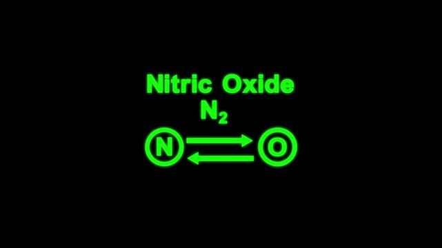 Nitric Oxide Molecular Structure animation.scientist Symbol,medical sing. Ball-and-stick, nitric oxygen monoxide structural formula.