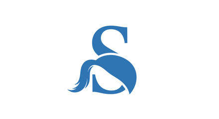 Elegant initial S logo design with blue wave or hair element creating a sophisticated look