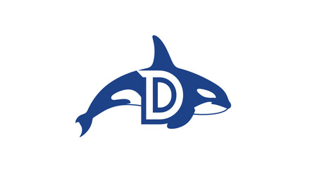 Elegant logo design featuring an orca with the letter D incorporated creatively forming a marine