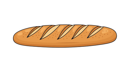 Delicious freshly baked baguette illustration showcasing a crusty golden brown exterior and soft