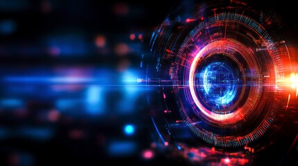 Fototapeta premium Abstract digital futuristic technology background with bright glowing circles and lines