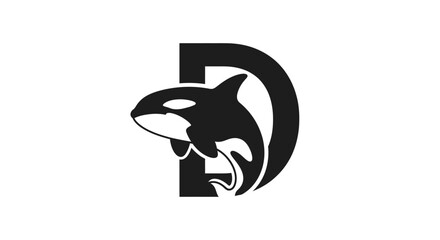 Elegant Letter D Logo Featuring a Majestic Orca Whale for Branding and Design