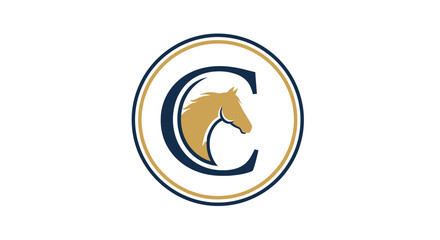 Elegant equestrian logo design featuring a horse silhouette and the letter 'C' in a circular emblem