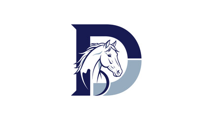 Elegant Horse Head Silhouette Integrated with a Stylized Letter D for Unique Brand Identity