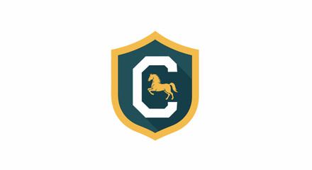 Elegant Shield Logo Design Featuring Horse and Letter C for Brand Identity Project