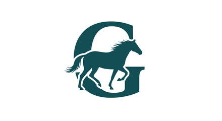 Elegant horse silhouette within letter G, creating a logo or emblem design, equestrian branding