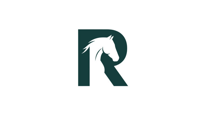 Elegant letter R logo featuring a horse head creating a sophisticated design concept