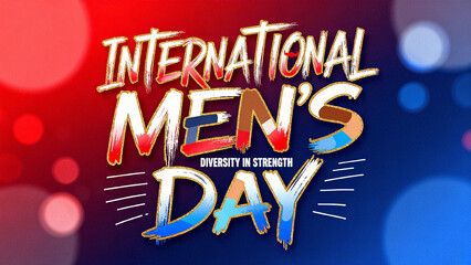 Artistic font text, representing the concept of International Men's Day and diversity of power, suitable for male festival promotion scenes.
