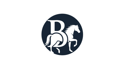 Elegant initial B logo design featuring a majestic horse in a circular emblem © Anisah