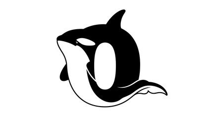 Striking black and white orca illustration on clean background marine wildlife art