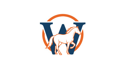 Elegant logo featuring a majestic horse integrated with a letter W design concept © Anisah