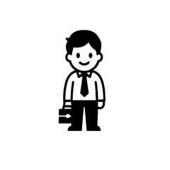 black and white cartoon illustration of a man